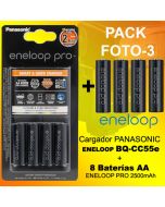 Pack OFERTA FOTO 3 - Cargador Panasonic Eneloop BQ-CC55e + 8 baterias Eneloop Pro 2500mAh